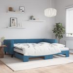 Casa si Gradina - Mobilier - Paturi si accesorii - Paturi - Pat de zi cu extensie si saltele, albastru, 100x200 cm, catifea - Infinity.ro
