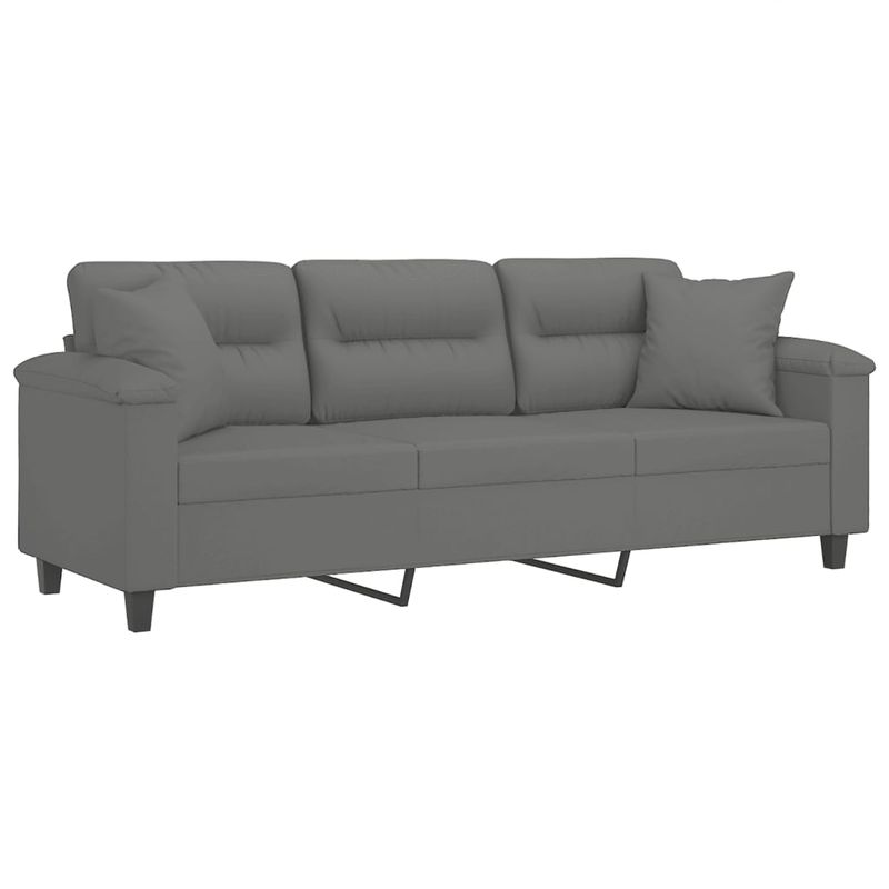 Casa si Gradina - Mobilier - Canapele si coltare - Canapele - Canapea cu 3 locuri si perne, gri inchis, 180 cm, microfibra - Infinity.ro