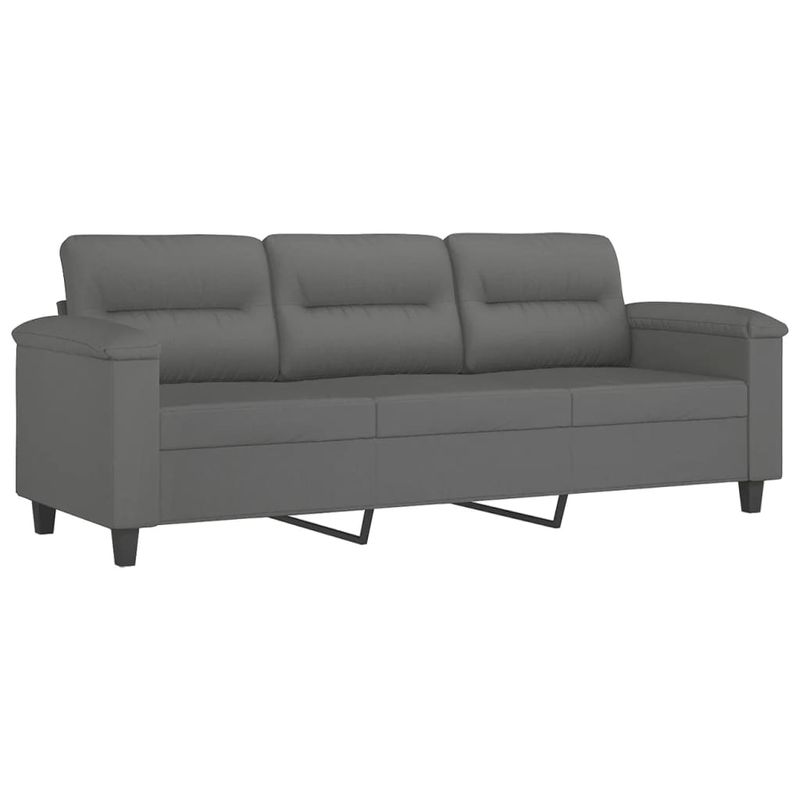 Casa si Gradina - Mobilier - Canapele si coltare - Canapele - Canapea cu 3 locuri si perne, gri inchis, 180 cm, microfibra - Infinity.ro