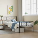 Casa si Gradina - Mobilier - Paturi si accesorii - Paturi - Cadru pat metalic cu tablii de cap/picioare, negru, 75x190 cm - Infinity.ro
