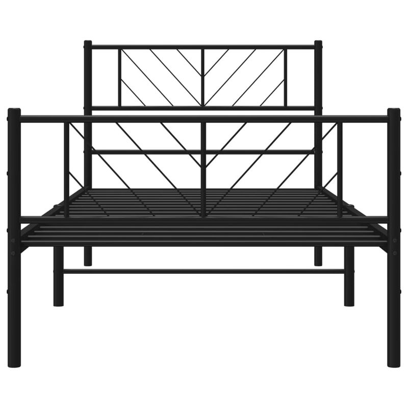 Casa si Gradina - Mobilier - Paturi si accesorii - Paturi - Cadru pat metalic cu tablii de cap/picioare, negru, 75x190 cm - Infinity.ro