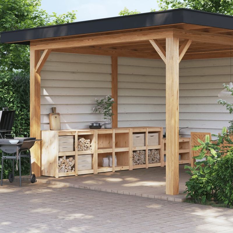 Casa si Gradina - Mobilier - Comode si corpuri - Corpuri bucatarie - Dulapuri de bucatarie de exterior, 3 buc., lemn masiv de pin - Infinity.ro