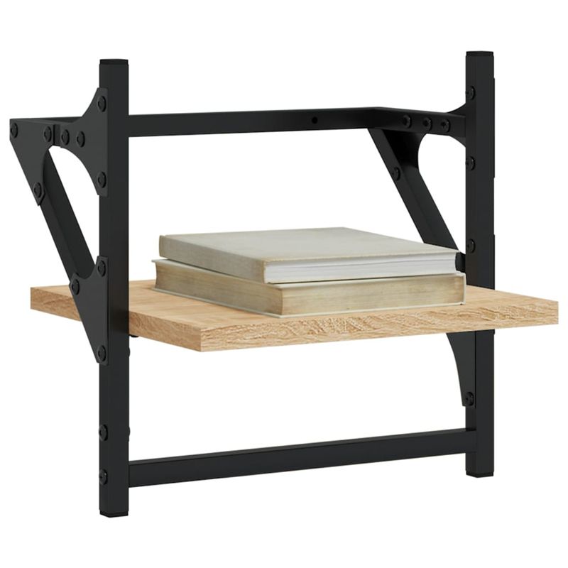 Casa si Gradina - Mobilier - Biblioteci si rafturi - Rafturi - Rafturi de perete cu bare, 2 buc, stejar sonoma, 30x25x30 cm - Infinity.ro