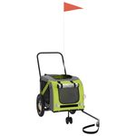 Petshop - Accesorii petshop - Culcusuri si custi - Genti si articole transport - Remorca bicicleta animale companie, verde/negru, oxford/fier - Infinity.ro