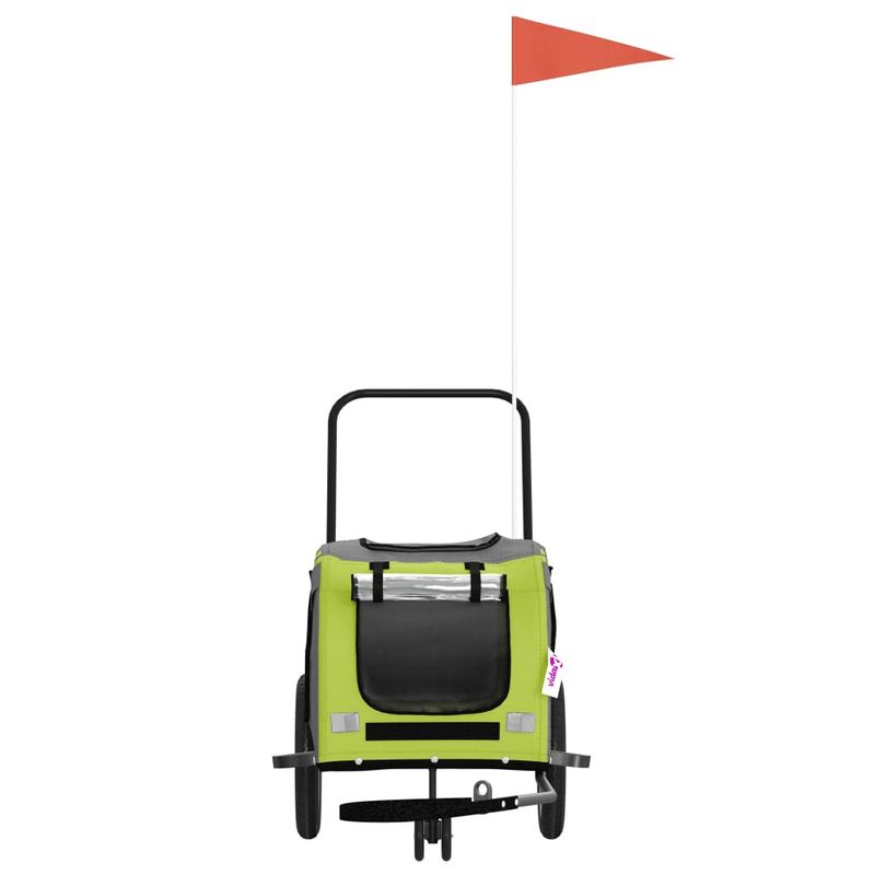 Petshop - Accesorii petshop - Culcusuri si custi - Genti si articole transport - Remorca bicicleta animale companie, verde/negru, oxford/fier - Infinity.ro