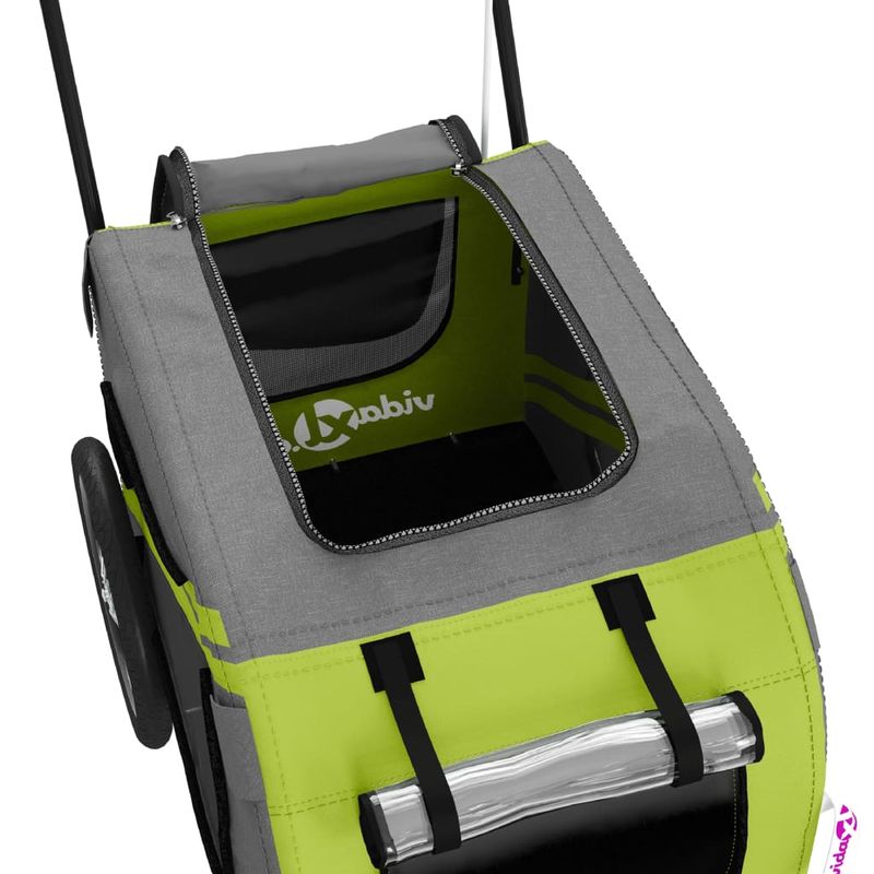 Petshop - Accesorii petshop - Culcusuri si custi - Genti si articole transport - Remorca bicicleta animale companie, verde/negru, oxford/fier - Infinity.ro