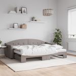 Casa si Gradina - Mobilier - Paturi si accesorii - Paturi - Pat de zi cu extensie si saltele, gri taupe, 80x200 cm, textil - Infinity.ro