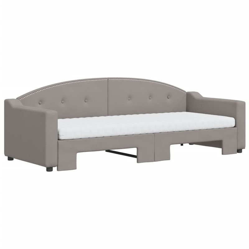 Casa si Gradina - Mobilier - Paturi si accesorii - Paturi - Pat de zi cu extensie si saltele, gri taupe, 80x200 cm, textil - Infinity.ro