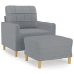Casa si Gradina - Mobilier - Scaune si fotolii - Fotolii - Fotoliu canapea cu taburet, gri deschis, 60 cm, textil - Infinity.ro