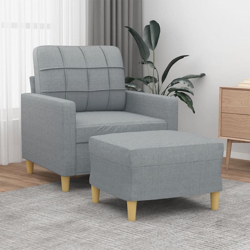 Casa si Gradina - Mobilier - Scaune si fotolii - Fotolii - Fotoliu canapea cu taburet, gri deschis, 60 cm, textil - Infinity.ro