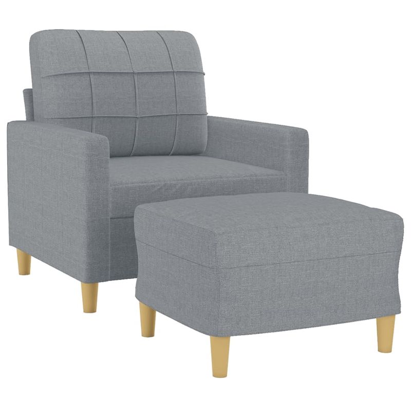 Casa si Gradina - Mobilier - Scaune si fotolii - Fotolii - Fotoliu canapea cu taburet, gri deschis, 60 cm, textil - Infinity.ro