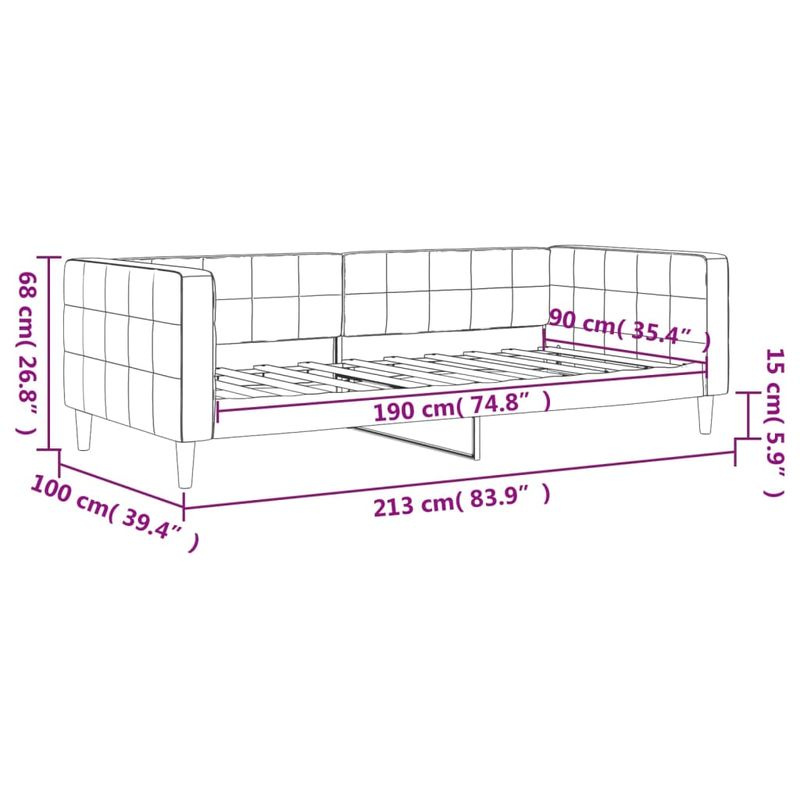 Casa si Gradina - Mobilier - Paturi si accesorii - Paturi - Pat de zi, negru, 90x190 cm, catifea - Infinity.ro