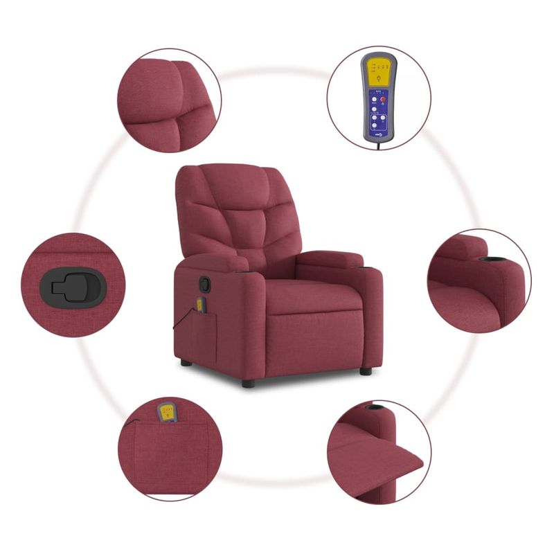 Ingrijire personala si Cosmetice - Sanatate si wellness - Articole wellness - Fotolii de masaj - Fotoliu de masaj rabatabil, rosu vin, material textil - Infinity.ro