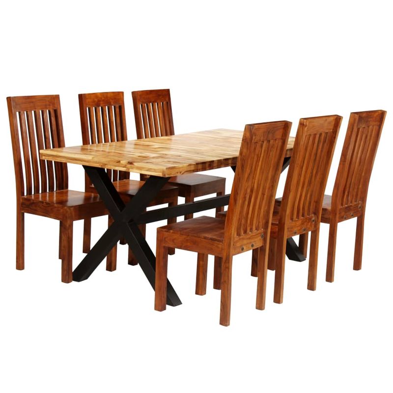 Casa si Gradina - Mobilier - Seturi de mobilier - Seturi mese si scaune - Set de masa 7 piese, lemn masiv de salcam si de mango - Infinity.ro