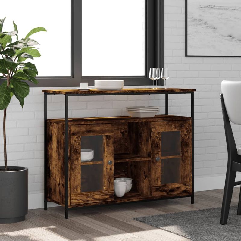 Casa si Gradina - Mobilier - Comode si corpuri - Comode - Servanta, stejar fumuriu, 100x35x80 cm, lemn prelucrat - Infinity.ro