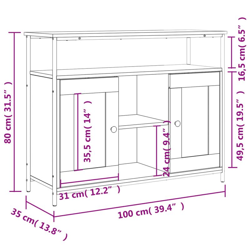 Casa si Gradina - Mobilier - Comode si corpuri - Comode - Servanta, stejar fumuriu, 100x35x80 cm, lemn prelucrat - Infinity.ro