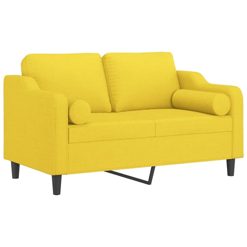 Casa si Gradina - Mobilier - Canapele si coltare - Canapele - Canapea cu 2 locuri cu pernute, galben deschis, 120 cm, textil - Infinity.ro