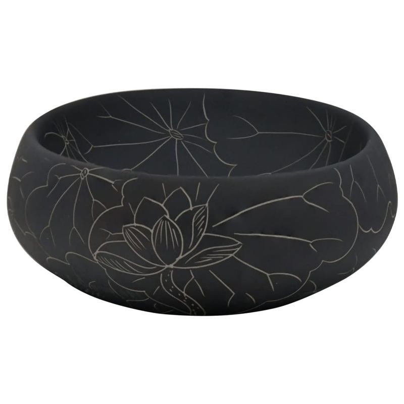 Casa si Gradina - Sanitare - Lavoar baie si accesorii - Lavoare si piedestale - Lavoar de blat, negru, 59x40x15 cm, ceramica, oval - Infinity.ro
