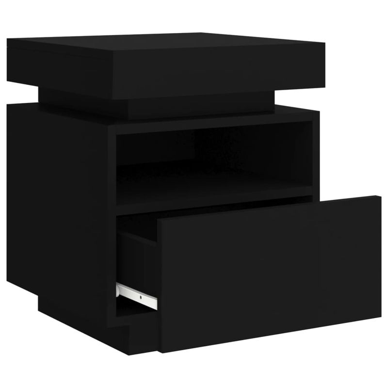 Casa si Gradina - Mobilier - Comode si corpuri - Noptiere - Noptiera cu lumini LED, negru, 40x39x48,5 cm - Infinity.ro