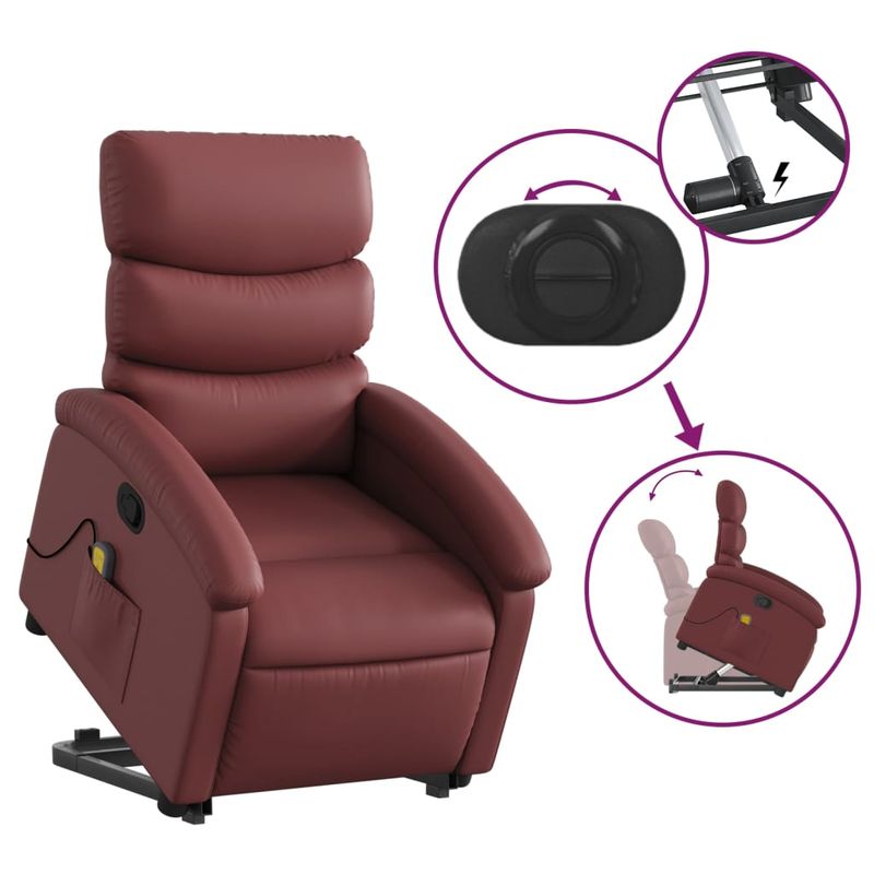 Ingrijire personala si Cosmetice - Sanatate si wellness - Articole wellness - Fotolii de masaj - Fotoliu de masaj rabatabil vertical, rosu vin, piele ecologica - Infinity.ro