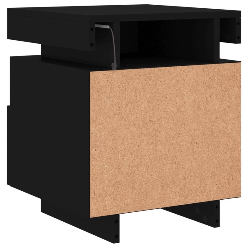 Casa si Gradina - Mobilier - Comode si corpuri - Noptiere - Noptiera cu lumini LED, negru, 40x39x48,5 cm - Infinity.ro