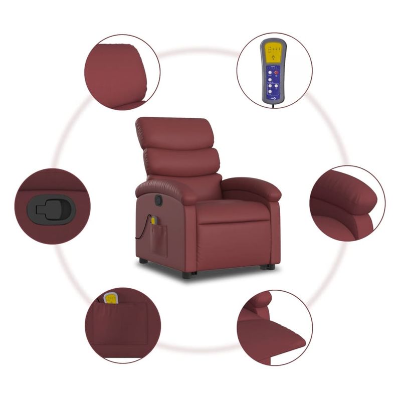 Ingrijire personala si Cosmetice - Sanatate si wellness - Articole wellness - Fotolii de masaj - Fotoliu de masaj rabatabil vertical, rosu vin, piele ecologica - Infinity.ro