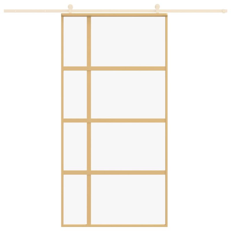 Casa si Gradina - Constructii - Usi interior, exterior si garaj - Usi garaj - Usa glisanta, auriu, 102,5x205 cm, sticla ESG mata si aluminiu - Infinity.ro