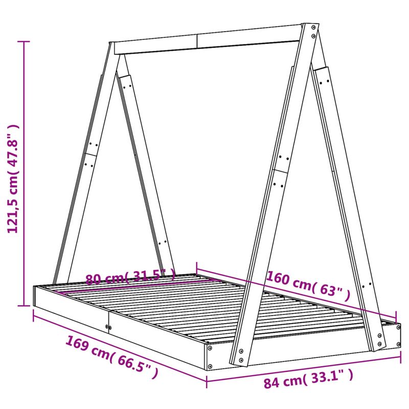 Casa si Gradina - Mobilier - Mobilier copii - Patuturi copii - Cadru de pat pentru copii, 80x160 cm, lemn masiv de pin - Infinity.ro