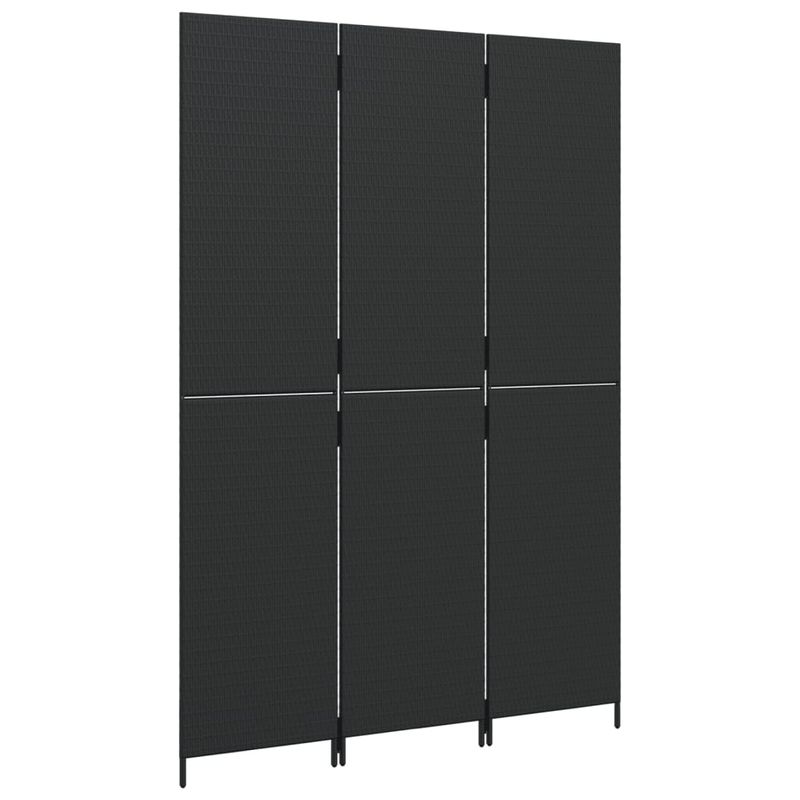 Casa si Gradina - Decoratiuni - Pereti despartitori si paravane - Separator de camera cu 3 panouri, negru, poliratan, model țesătură plină, mărime 147x200 cm - Infinity.ro