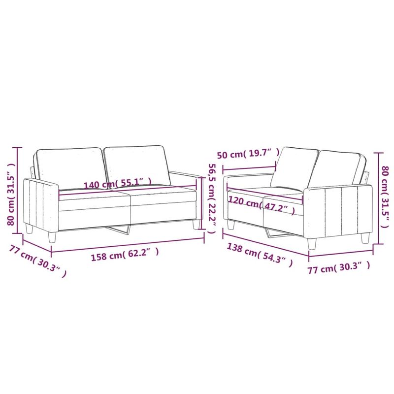 Casa si Gradina - Mobilier - Seturi de mobilier - Seturi living - Set de canapele cu perne, 2 piese, maro, catifea - Infinity.ro