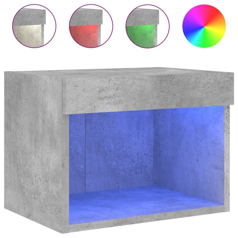 Casa si Gradina - Mobilier - Comode si corpuri - Comode - Noptiere cu lumini LED montate pe perete, 2 buc., gri beton - Infinity.ro