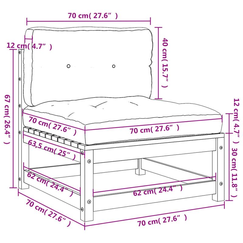 Casa si Gradina - Gradina si terasa - Mobilier exterior - Canapele si fotolii gradina - Canapele de gradina fara cotiere cu perne 2 buc. lemn masiv pin, maro și gri - Infinity.ro