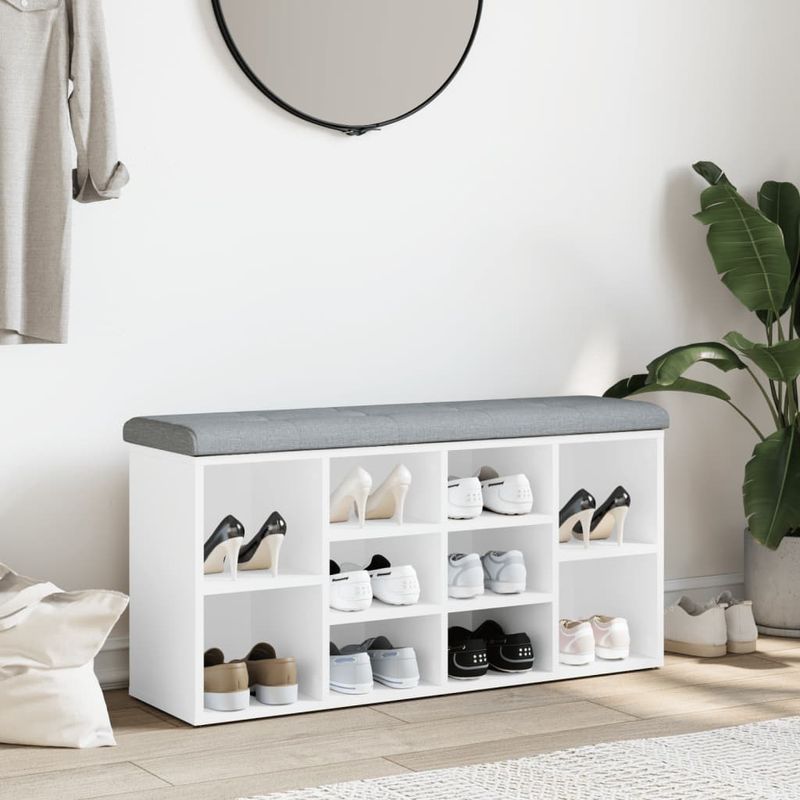 Casa si Gradina - Mobilier - Organizare si depozitare - Bancute - Banca de pantofi, alb, 102x32x50 cm, lemn prelucrat, - Infinity.ro