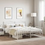 Casa si Gradina - Mobilier - Paturi si accesorii - Paturi - Cadru pat metalic cu tablie de cap/picioare , alb, 160x200 cm - Infinity.ro