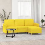 Casa si Gradina - Mobilier - Canapele si coltare - Canapele - Canapea cu 3 locuri si taburet, galben deschis, 180 cm, textil - Infinity.ro