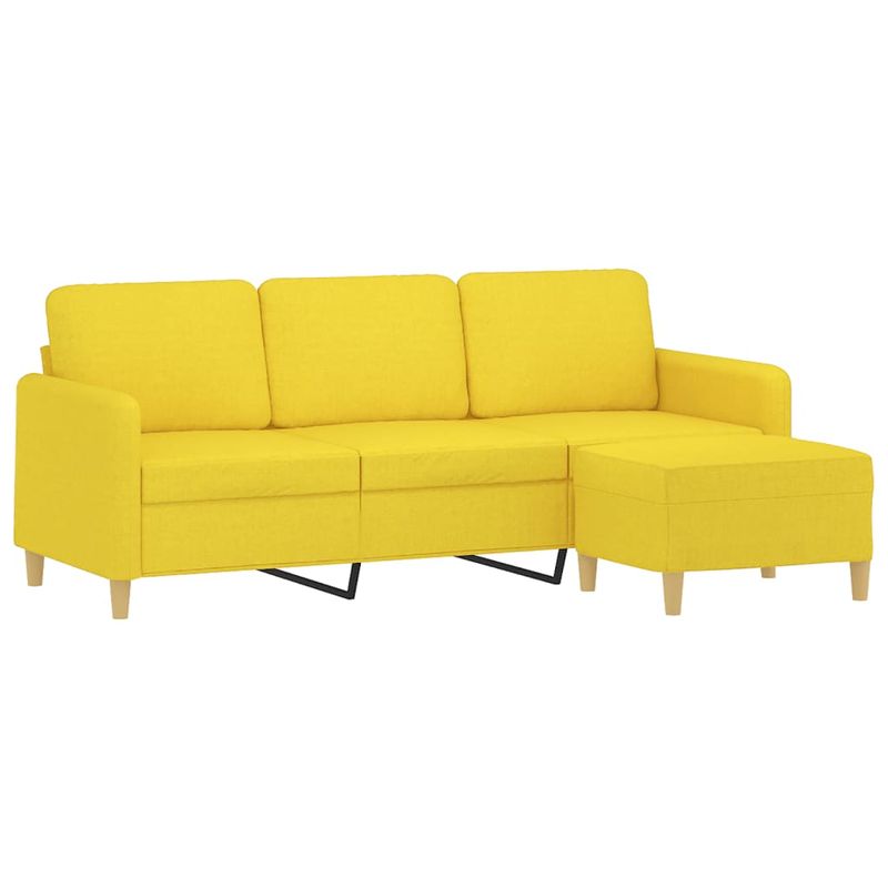 Casa si Gradina - Mobilier - Canapele si coltare - Canapele - Canapea cu 3 locuri si taburet, galben deschis, 180 cm, textil - Infinity.ro