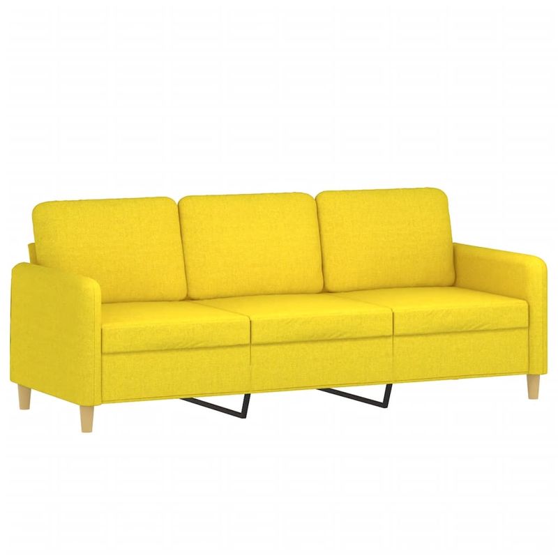 Casa si Gradina - Mobilier - Canapele si coltare - Canapele - Canapea cu 3 locuri si taburet, galben deschis, 180 cm, textil - Infinity.ro