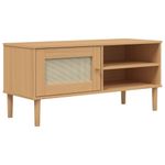 Casa si Gradina - Mobilier - Comode si corpuri - Comode - Comoda TV SENJA aspect ratan maro, 106x40x49 cm, lemn masiv pin - Infinity.ro