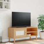 Casa si Gradina - Mobilier - Comode si corpuri - Comode - Comoda TV SENJA aspect ratan maro, 106x40x49 cm, lemn masiv pin - Infinity.ro