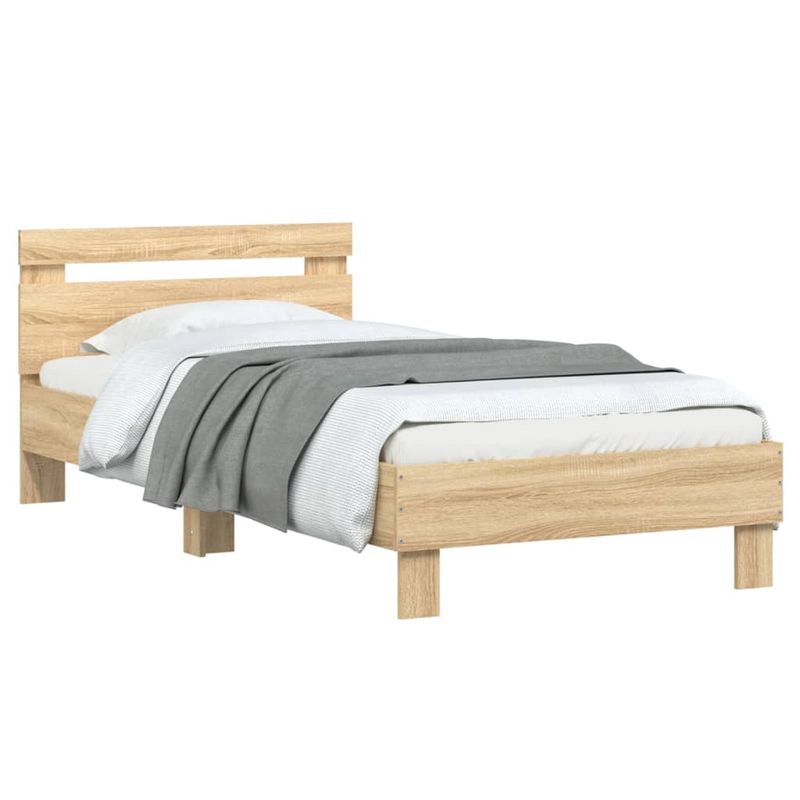 Casa si Gradina - Mobilier - Paturi si accesorii - Paturi - Cadru de pat cu tablie stejar sonoma 90x190 cm lemn prelucrat - Infinity.ro