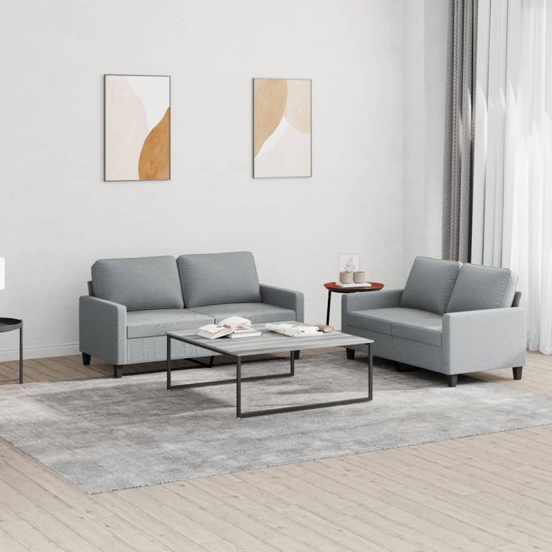 Casa si Gradina - Mobilier - Seturi de mobilier - Seturi living - Set de canapele cu perne, 2 piese, gri deschis, textil - Infinity.ro