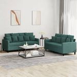 Casa si Gradina - Mobilier - Seturi de mobilier - Seturi living - Set de canapele cu perne, 2 piese, verde inchis, catifea - Infinity.ro