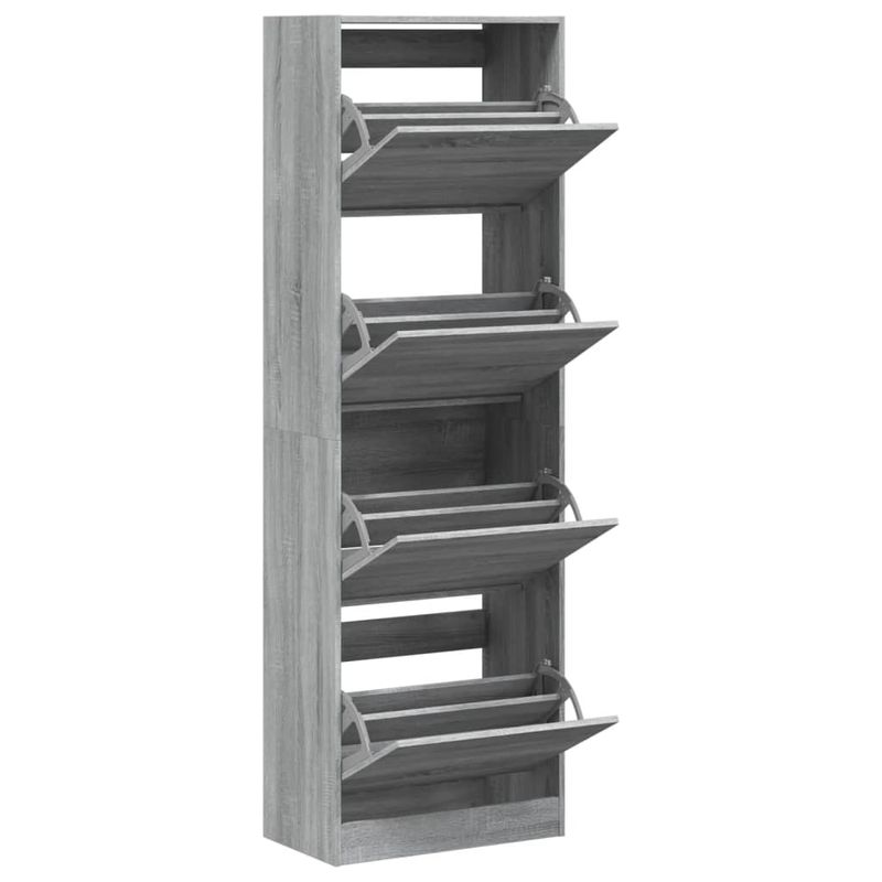 Casa si Gradina - Mobilier - Organizare si depozitare - Organizator incaltaminte - Pantofar cu 4 sertare rabatabile, gri sonoma, 60x34x187,5 cm - Infinity.ro