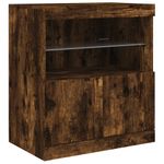 Casa si Gradina - Mobilier - Comode si corpuri - Comode - Servanta cu lumini LED, stejar fumuriu, 142,5x37x67 cm - Infinity.ro