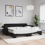 Casa si Gradina - Mobilier - Paturi si accesorii - Paturi - Pat de zi cu extensie si saltele, negru, 90x190 cm, catifea - Infinity.ro