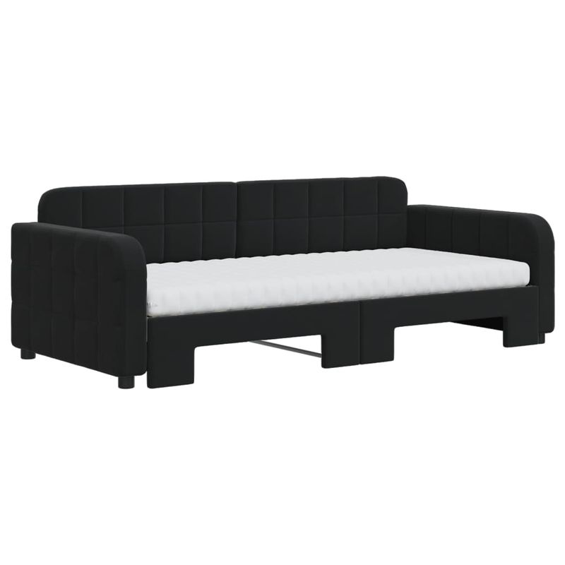 Casa si Gradina - Mobilier - Paturi si accesorii - Paturi - Pat de zi cu extensie si saltele, negru, 90x190 cm, catifea - Infinity.ro