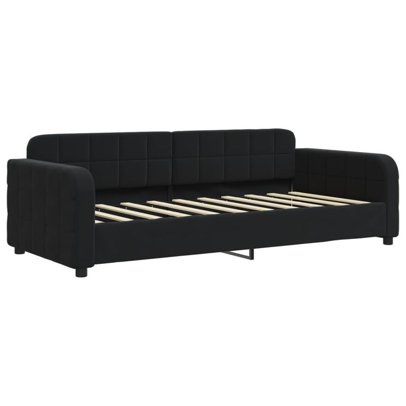 Casa si Gradina - Mobilier - Paturi si accesorii - Paturi - Pat de zi cu extensie si saltele, negru, 90x190 cm, catifea - Infinity.ro