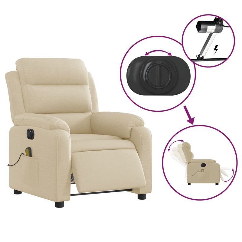 Ingrijire personala si Cosmetice - Sanatate si wellness - Articole wellness - Fotolii de masaj - Fotoliu electric de masaj rabatabil, crem, textil - Infinity.ro