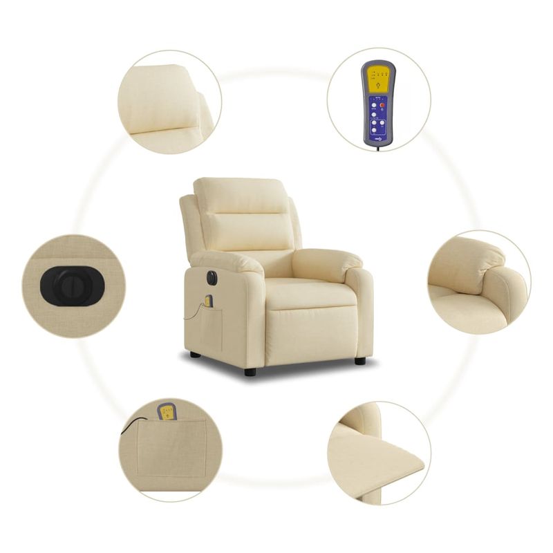 Ingrijire personala si Cosmetice - Sanatate si wellness - Articole wellness - Fotolii de masaj - Fotoliu electric de masaj rabatabil, crem, textil - Infinity.ro