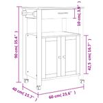 Casa si Gradina - Bucatarie si vesela - Ustensile bucatarie - Cosuri servire - Carucior de bucatarie „MONZA”, 60x40x90 cm, lemn masiv de pin - Infinity.ro